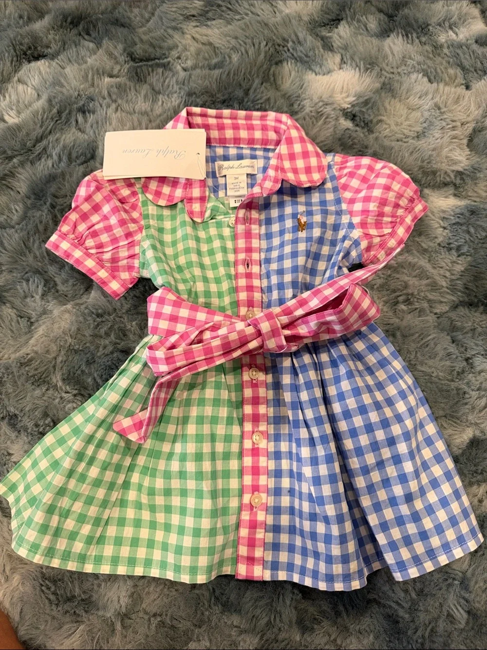 Ralph Lauren Pink, Green & Blue Gingham Shirt Dress